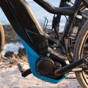 Closeup photo of electric bike on shore